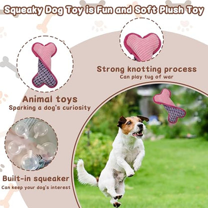 Squeaky Dog Toys to Keep Them Busy Squeaky Dog Toys with Soft Fabric, for Small, Medium, and Large Dogs for Daily Interaction, Companion Training 1Pcs (Color: Pink)