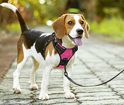 PoyPet No Pull Dog Harness, No Choke Front Lead Dog Reflective Harness, Adjustable Soft Padded Pet Vest with Easy Control Handle for Small to Large Dogs(Pink,S) - color: Pink, size: S