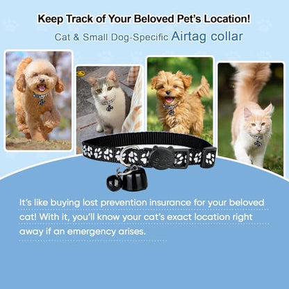 2026 Compact Cat Collar Tracker Set – Ultra Lightweight 0.1oz Reduces Pet Burden, Adjustable 7–13 Inch for Cats, Only Compatible with iPhone Find My App, Not Support Android Phones