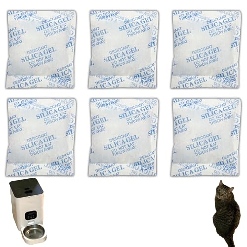 xcivi 6 Pack Pet Food Desiccant Bags for Voluas Automatic Cat Dog Pet Food Feeders Model VL001, VL002, VL003, VL004; Moisture-Proof Bag Desiccant Keep Pets Foods Dry and Fresh