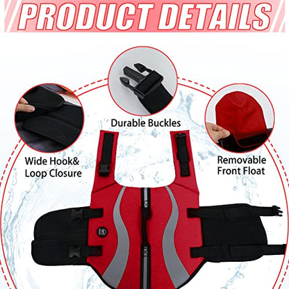 EMUST Dog Life Vests, Adjustable Dog Life Jackets for Small Dogs with Enhanced Buoyancy, Small Swim Vest with Durable Rescue Handle, Red,XS - color: Red, size: XS