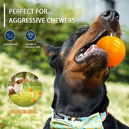 Indestructible Dog Toys - Solid Rubber Balls for Aggressive Chewers, 100% Safe & Non-Toxic, Floating Fetch Toys for Medium & Large Dogs