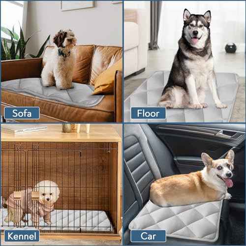Magik & Kover Dog Crate Pad 2 Pack (36" x 23"), Soft Dog Crate Mat with Anti-Slip Bottom, Machine Washable Kennel Pad, Fits 36 Inch, Grey - size: 36 x 23 Inch