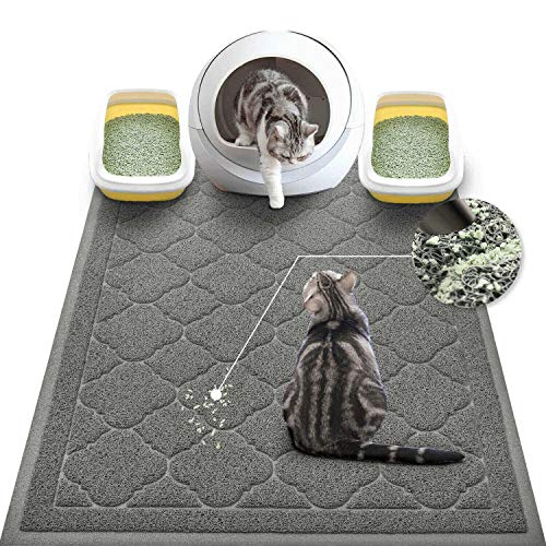 WePet Cat Litter Box Mat, Kitty Premium PVC Pad, Durable Trapping Rug, Phthalate Free, Urine-Resistant, Scatter Control, XXL 47 x 36 Inch, Grey - color: #03 Grey, style: Medallion/47 x 36 Inch