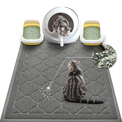 WePet Cat Litter Box Mat, Kitty Premium PVC Pad, Durable Trapping Rug, Phthalate Free, Urine-Resistant, Scatter Control, XXL 47 x 36 Inch, Grey - color: #03 Grey, style: Medallion/47 x 36 Inch
