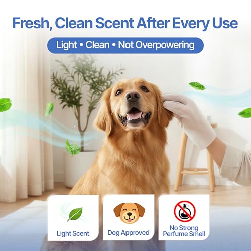 Pet Cleaning Glove Wipes for Dogs & Cats - Hypoallergenic Coconut Infused Extra Thick Dog Washing Gloves - Deodorizing Grooming Mitts - Puppy and Cat Cleaning Wipes - 20 Count