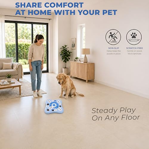 Dog Puzzle Toy Slow Feeder Bowl, Interactive Pet Feeder Toy, Treat Dispensing Puzzle Game for IQ Training, Treat Hiding, Foraging Play, Enrichment Toy for Small Medium Large Dogs & Cats