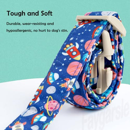 Faygarsle Space Theme Dog Collar, Navy Blue with Rockets and Planets Pattern for Summer Small Medium Large Dogs L - color: Blue Space, size: Large
