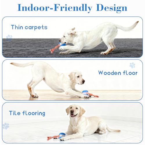 Interactive Dog Ball, Random Path Electric Automatic Moving and Rolling Dogs Toy with Rope for Small Medium Large Dogs, Motion-Activated Dog Stimulation Toy for Boredom Relief (Blue) - color: Blue