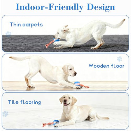Interactive Dog Ball, Random Path Electric Automatic Moving and Rolling Dogs Toy with Rope for Small Medium Large Dogs, Motion-Activated Dog Stimulation Toy for Boredom Relief (Blue) - color: Blue