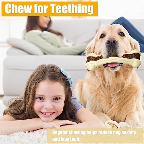 Sosation 3 Pack Chew Toys for Aggressive Chewers, Bone Toys Nylon Beef Flavor Dog Teething Toys for Large/Medium/Small Puppies Breeds(Small, Large, Medium, Curved Bone) - size: Small, Large, Medium, style: Curved Bone