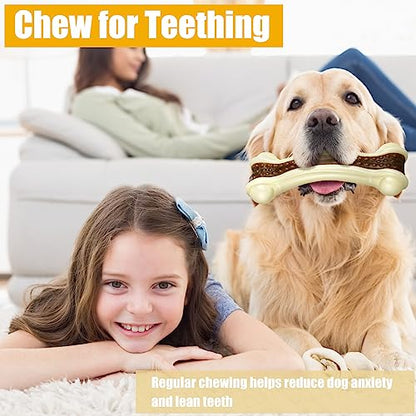Sosation 3 Pack Chew Toys for Aggressive Chewers, Bone Toys Nylon Beef Flavor Dog Teething Toys for Large/Medium/Small Puppies Breeds(Small, Large, Medium, Curved Bone) - size: Small, Large, Medium, style: Curved Bone