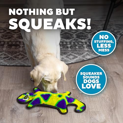 Outward Hound Durablez Gecko – Squeaky Plush Dog Toy, No Stuffing for Less Mess, Interactive & Tough, 4 Jumbo Squeakers, Puppies & Dogs, Large, 17.5" - color: Green Gecko, size: Large (Pack of 1)