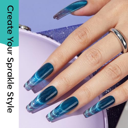 modelones Cat Eye Gel Nail Polish, 6 Colors Glitter Red Green Purple Blue Gel Polish Set with Magnet Sparkle Galaxy Series Nail Gel Polish Kit Soak Off Led Nail Art Manicure Salon DIY Gifts - color: A Galaxy