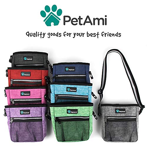 PetAmi Dog Treat Pouch, Pet Treat Pouch for Training, Dog Walking Bag Holder for Kibbles, Pet Food Toy, Dog Trainer Essentials Supplies, Poop Bag Dispenser, 3 Ways to Wear (Red) - color: Heather Red
