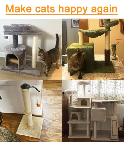 4 Pcs 2.9in 7.4cm Diameter Cat Tree Scratching Post Replacement Parts Sisal Pole (M8, 21.7in/55cm) - color: 21.7in/55cm, size: M8*4posts
