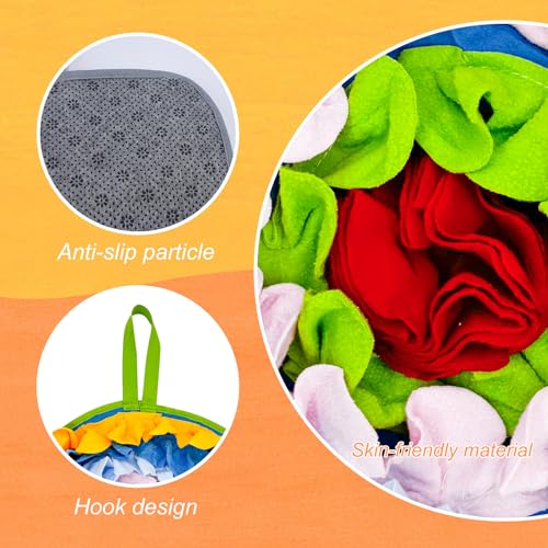 Slip-Free Dog Snuffle Mat, Dog Feeding Mat Slow Feeder with Hanging Ropeand Relieve Stress, Snuffle Mat for Dogs Rabbits Hamsters to Improve Digestion (Dense Flowers)