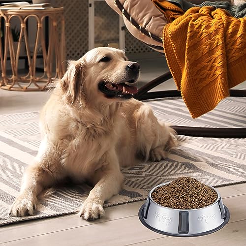 Tanlade 8 Pack Stainless Steel Dog Bowls Metal with Rubber Base Non-Slip Pets Puppy Cats Feeding Food and Water Bowls Dishwasher-Safe for Indoor Small Medium Large Dogs Cats Kitten Rabbit(30 oz) - size: 30 oz