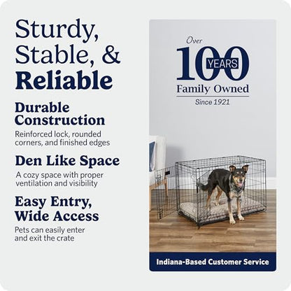 MidWest Homes for Pets 36-Inch iCrate for Medium-Large Breeds, 41-70 lbs, Single Door Folding Dog Crate with Divider Panel, Leak-Proof Tray & Secure Latches, Portable, Durable & Easy to Assemble - size: 36.0"L x 23.0"W x 25.0"H