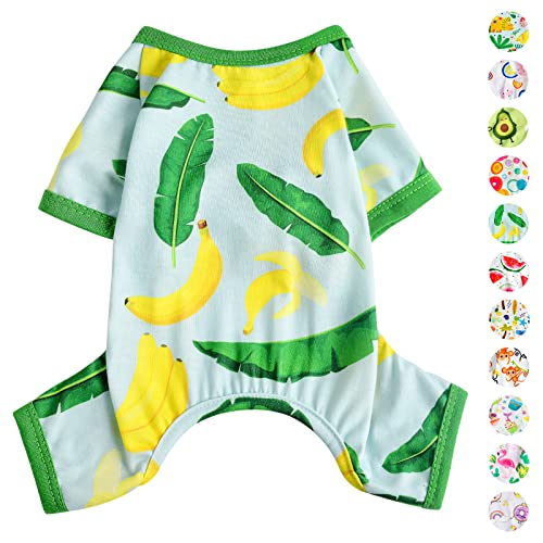 Dog Pajamas Pjs Spring Summer Dog Clothes for Small Dogs Girl - Boy - Medium Size Dogs, Soft Stretchy Puppy Clothes Doggie Onesies Cat Pet Jammies Outfit (Banana, X-Large) - color: Banana, size: X-Large（16-20 lb)