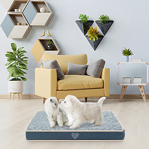 VANKEAN Waterproof Dog Crate Pad Bed Mat Reversible (Warm&Cool), Removable Washable Cover & Waterproof Inner Lining, Pet Crate Mattress for Cats and Dogs, Joint Relief Dog Bed for Crate, Navy - size: Small