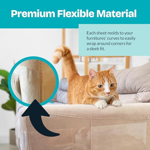 Reli. Cat Scratch Furniture Protector (7 Pack w/Pins) XL | Cat Couch Protector from Claws | Clear Plastic Anti Scratch Furniture Shield for Couch Corner, Sofa