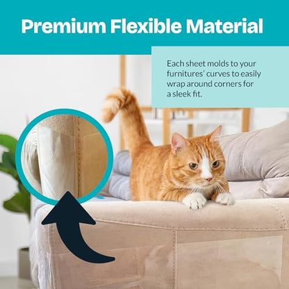 Reli. Cat Scratch Furniture Protector (7 Pack w/Pins) XL | Cat Couch Protector from Claws | Clear Plastic Anti Scratch Furniture Shield for Couch Corner, Sofa