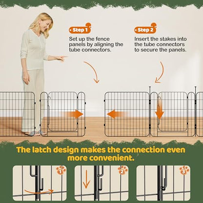 Yaheetech Dog Playpen for Puppy/Small Dogs, Foldable Pet Pen Expandable Fence with Door for Indoor/Outdoor Use, 24 Inch 8 Panels, Black - size: 24 inch