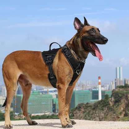 ICEFANG GN8 Tactical Dog Harness with 4X Metal Buckles for Large Sized Dogs,Reflective in Training Walking K9 Vest,No-Pull Front Leash Clip,Adjustable Pet Harness (Black, Large (Pack of 1)) - color: Black, size: Large (Pack of 1)