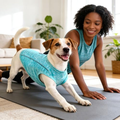 PETCARE Sun Protection Dog Shirts for Small Dogs Quick Dry Soft Stretchy Dog T-Shirts with Reflective Label Tank Top Sleeveless Vest Pet Clothes, Athletic Fabric, Blue, S (Chest 15" Length 11.8") - color: Blue, size: S ( Suggest 5-8 lbs)