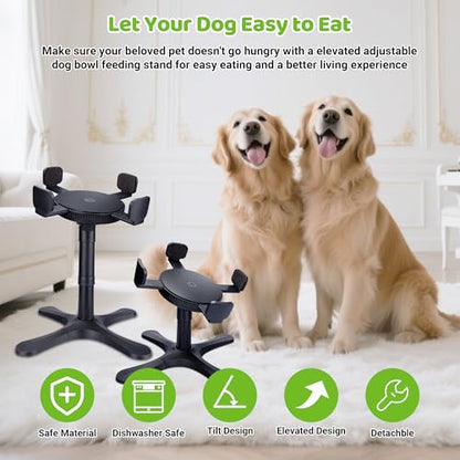 Dog Bowls Elevated Adjustable Stand, Raised Bowl with 3 Heights & Tilted Feeding Stand, Compatible with Various Bowls, for Medium & Large Breeds (1 Pack) Black - size: Dog Bowl Stand 1 Pack Black