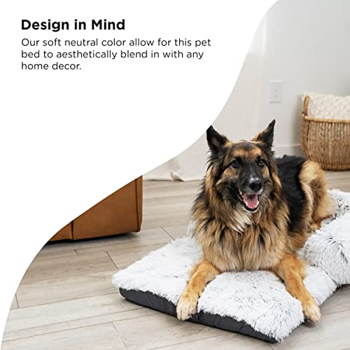 Best Friends by Sheri Nap Mat Dog Bed with Bolster - Washable Crate Pad, Removable Cover, Frost, Large, 36x21 - size: Large