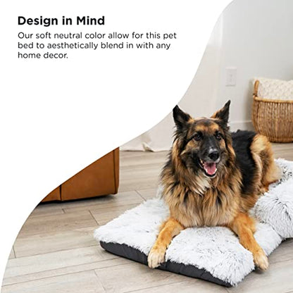 Best Friends by Sheri Nap Mat Dog Bed with Bolster - Washable Crate Pad, Removable Cover, Frost, Large, 36x21 - size: Large
