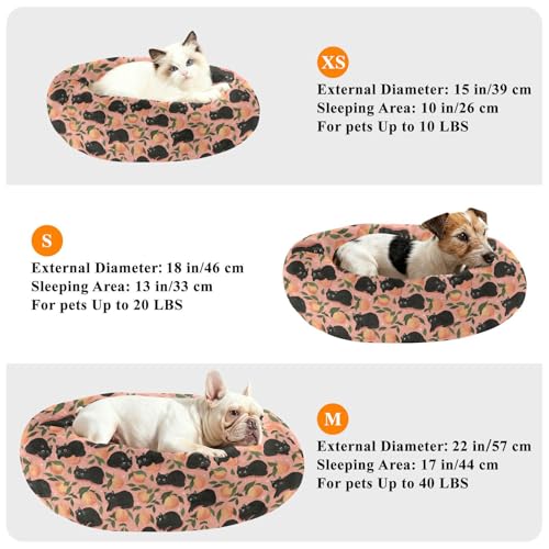Pet Bed Cat Sweet Peach Cat Snuggler Soft Winter Cushion, Cozy Round Bolster Nest for Indoor Kittens & Small Pets 15" - size: X-Small