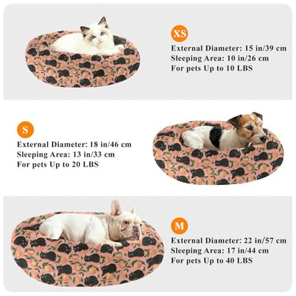 Pet Bed Cat Sweet Peach Cat Snuggler Soft Winter Cushion, Cozy Round Bolster Nest for Indoor Kittens & Small Pets 15" - size: X-Small