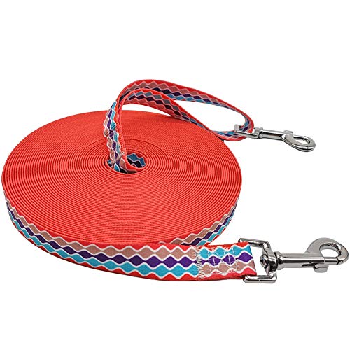Printing Nylon Dog/Puppy Obedience Recall Agility Training Lead-12ft/20ft/30ft/50ft Long Dog Leash-Tie Out for Yard (Colorful, 30 Feet) - color: Colorful, size: 30 Feet