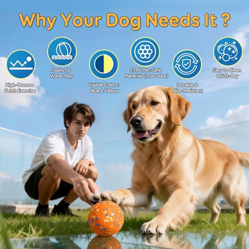 Kimee Dog Balls Tennis Ball for Aggressive Chewers, Dog Bouncy Balls Chew Toys Water Toy Fetch Ball for Large Medium Small Puppies, 3 Pack 3.15''