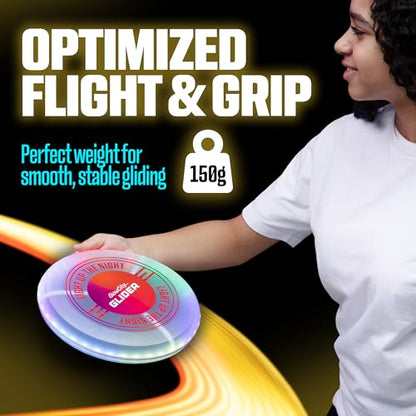 GlowCity Glider LED Glow-in-the-Dark Flying Disc – Bright, Rechargeable, Durable, Water-Resistant, 12 Color Modes, Perfect for Evenings and Night Time, Outdoor Fun, and a Great Gift for All Ages