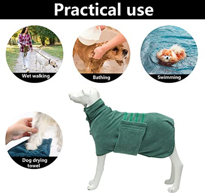 Geyecete Pineapple Grid Fast Drying Super Absorbent Dog Cat Bath Robe Towel - Green - S - color: Green(Pineapple grid), size: Small