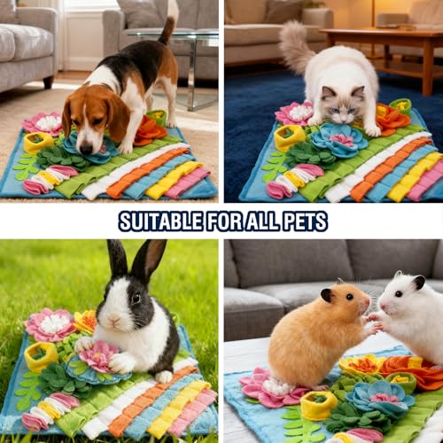 MYLIFESION Snuffle Mat for Dogs, 15.4''*15.4'' for Small & Medium, Fleece Mentally Stimulating Toys for Dogs Cats Rabbits, Helps Control Eating Speed and Train Scent Detection (Lightweight Style) - color: Lightweight Style
