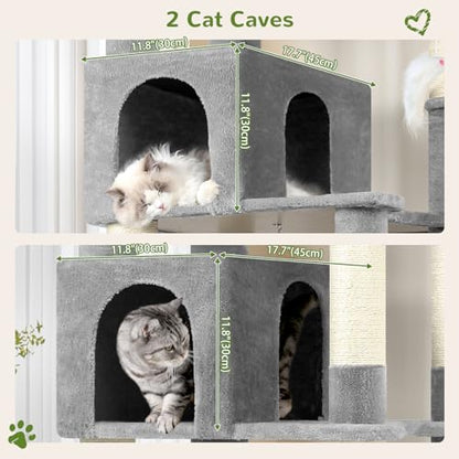 Globlazer Heavy Duty Cat Tree, 81 inch Extra Large Cat Tree for Indoor Cats Large Adult, Sturdy Cat Tower with 8 Scratching Post, 2 Cat Condos, 2 Platform, S81C, Light Grey - color: Light Grey