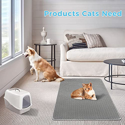 Cat Litter Mat Large Cat Litter Trapping Mat 30x24 inch Double Layer Urine and Water Proof Kitty Litter Box Mat XL - color: Grey, size: 30 X 24 Inches