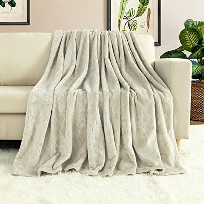 TOONOW Fleece Blanket Textured Fuzzy Plush Throw Blanket Twin Size 60" x 80", Super Soft Fluffy Bed Blanket Geometric Pattern Comfy Microfiber Flannel Blankets for Couch, Bed, Sofa, Pumice Stone - color: Pumice Stone, size: Twin- 60" x 80"