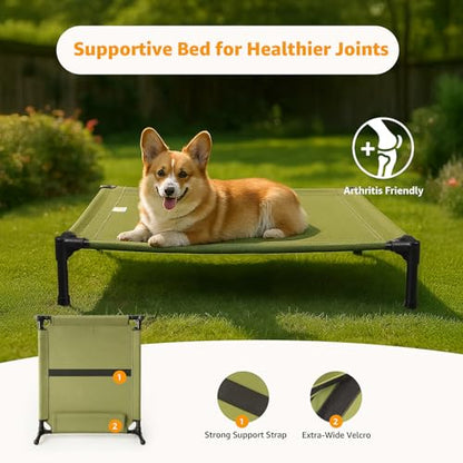 Sytopia Outdoor Raised Dog Cots Bed for Dogs, Medium, Green