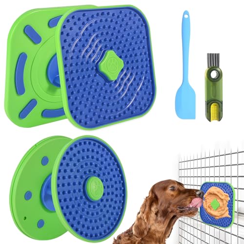 Interactive Licking Mat for Dog Crate, Small Medium Size Slow Feeder Pad, Boredom & Anxiety Relief, Peanut Butter & Yogurt Lick Plate, Soft & Safe Treat Dog Training Gift (Mixed 4 Pcs Pack) - color: circles and squares, size: Mixed 4 Pcs Pack
