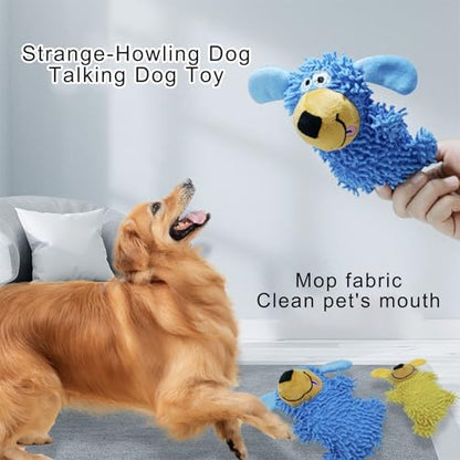 Interaction Squeaky Dog Chew Toy Soft Velveted Mop Cloth Texture for Gentle Teeth Protections and Indoor Entertainment - Blue - color: Blue