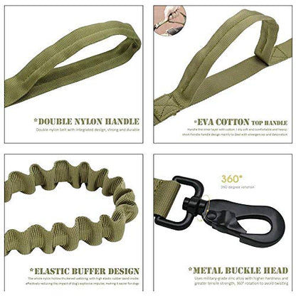 Tactical Dog Collar and Leash Set Adjustable Military Nylon Dog Collar with Control Handle and Heavy Duty Metal Buckle for Large Dogs（Green S - color: Green SET(collar+leash), size: Small (Pack of 1)