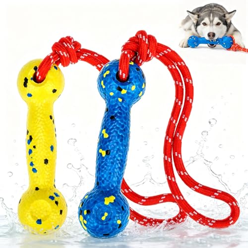EXPAWLORER Floating Dog Toys 2 Pack, Durable ETPU Dog Water Toys with Rope, Interactive Pool Toy Dummy Bumper for Water Fetch Retrieving, Pool Beach Lake Fetch, Not for Aggressive Dogs