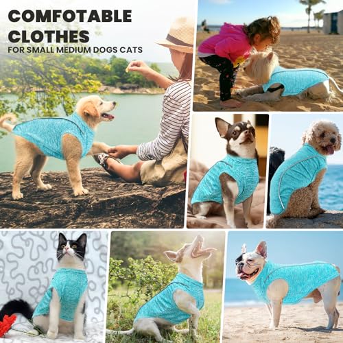 PETCARE Sun Protection Dog Shirts for Small Dogs Quick Dry Soft Stretchy Dog T-Shirts with Reflective Label Tank Top Sleeveless Vest Pet Clothes, Athletic Fabric, Blue, L (Chest 19" Length 15.7") - color: Blue, size: L ( Suggest 13-17 lbs)