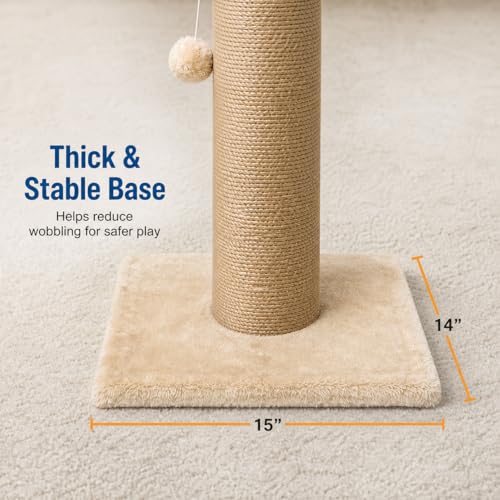 Sisal Cat Scratching Post for Indoor Cats & Kittens, 5.5" Diameter Heavy Duty Vertical Scratcher, 32 Inch Extra Tall Furniture Protector with Stable Base, Yellow - color: Cylinder Yellow